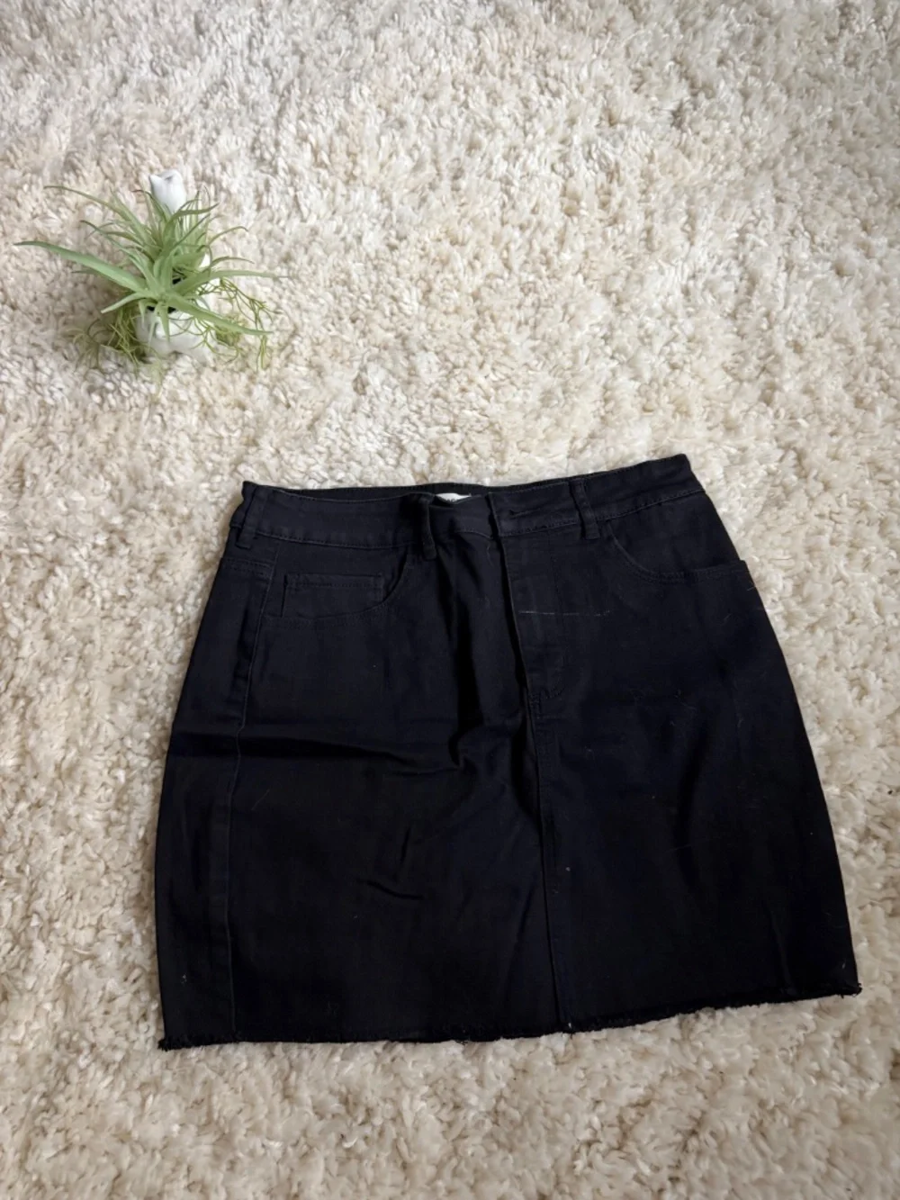 Classic Garage Black Denim-Style Grunge Goth cute clubbing Mini Skirt with Belt - Picture 2 of 7